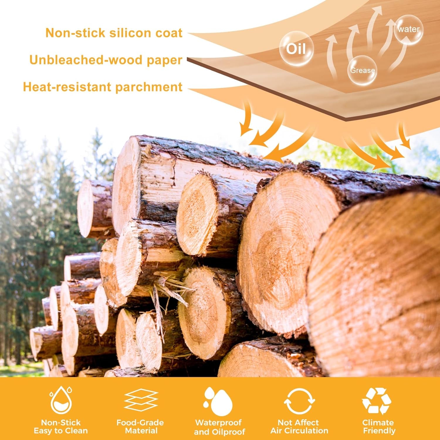 Air Fryer Paper Liners Disposable: 125Pcs 8X5.5" Rectangle Parchment Paper Sheets, Non-Stick Food Grade Baking Liners for Rectangular Air Fryer Dual Basket Oilproof Waterproof