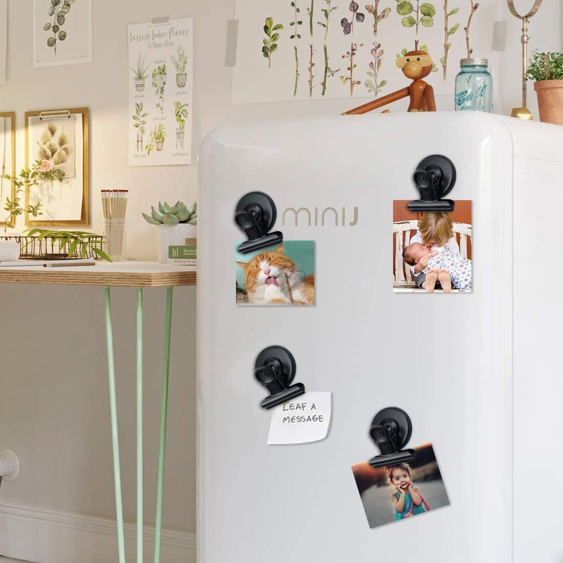 12Pack Fridge Magnets Refrigerator Magnets Magnetic Clips, 15Pack 25LBS Magnetic Hooks Heavy Duty Neodymium Magnet Hooks