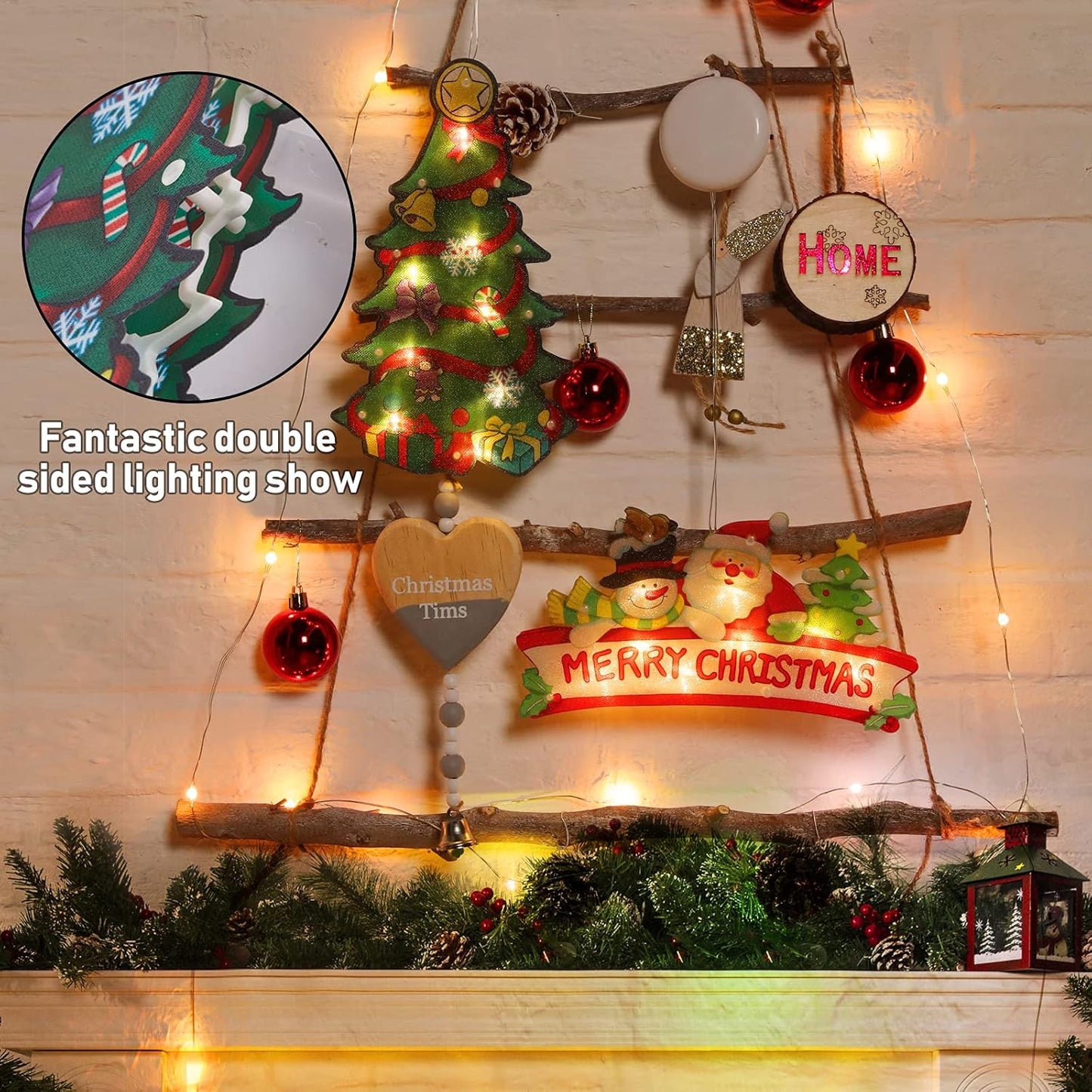 2 PCS Lighted Christmas Window Silhouette Decoration Light up Christmas Tree Merry Christmas Battery Operated with Suction Cup Hook 3M Sticker for Window Christmas Glass Wall Indoor Decorations