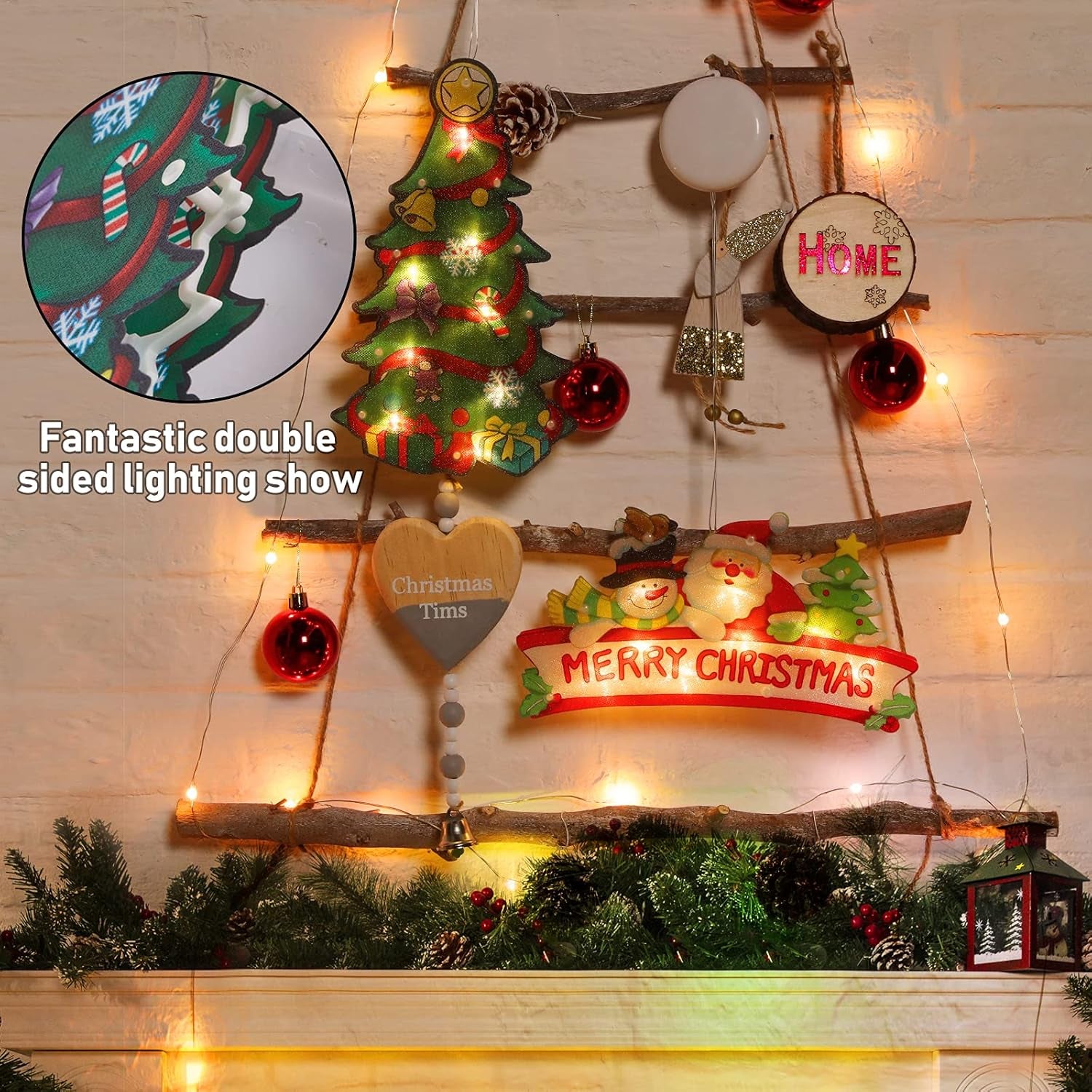 2 PCS Lighted Christmas Window Silhouette Decoration Light up Christmas Tree Merry Christmas Battery Operated with Suction Cup Hook 3M Sticker for Window Christmas Glass Wall Indoor Decorations