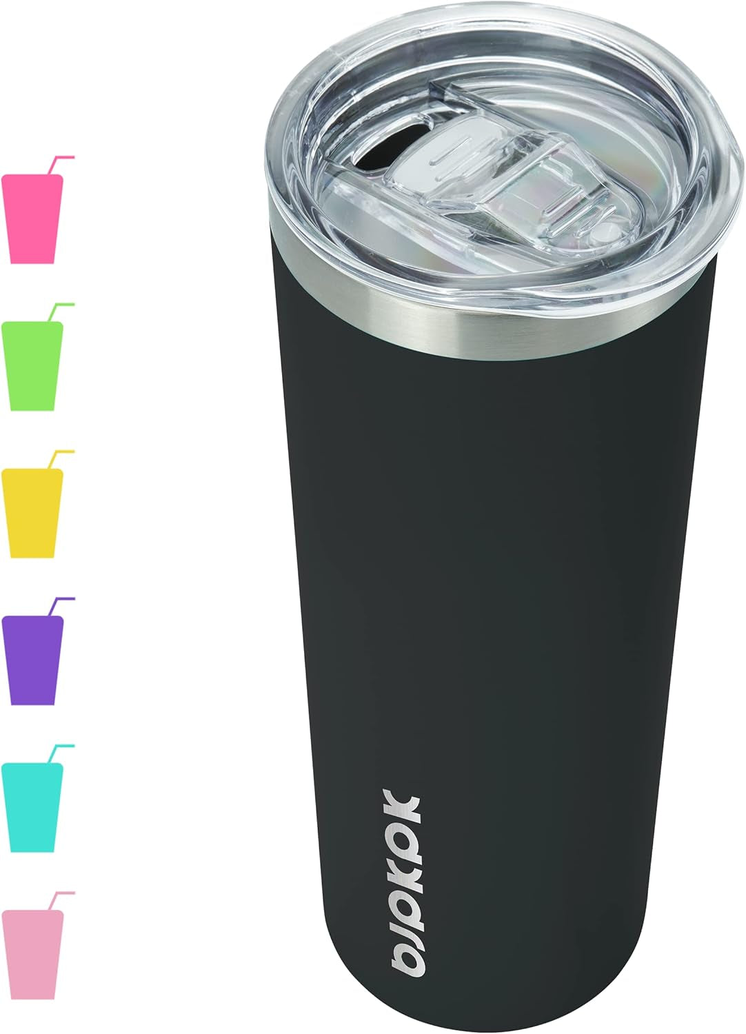 Black Skinny Stainless Steel Tumblers 20 Oz Slim Insulated Reusable Coffee Travel Water Tumbler Cup with Lid