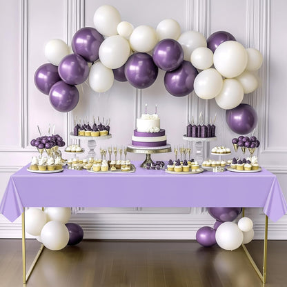 Light Purple Rectangle Tablecloth Set of 4, 54x72 Inches, Waterproof and Spillproof Disposable Plastic Covers, Durable for Dining, Buffet, Picnic, and Outdoor Events