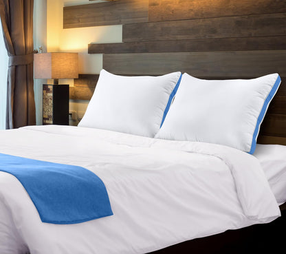 Bed Pillows for Sleeping Queen Size (Blue), Set of 2, Cooling Hotel Quality, Gusseted Pillow for Back, Stomach or Side Sleepers