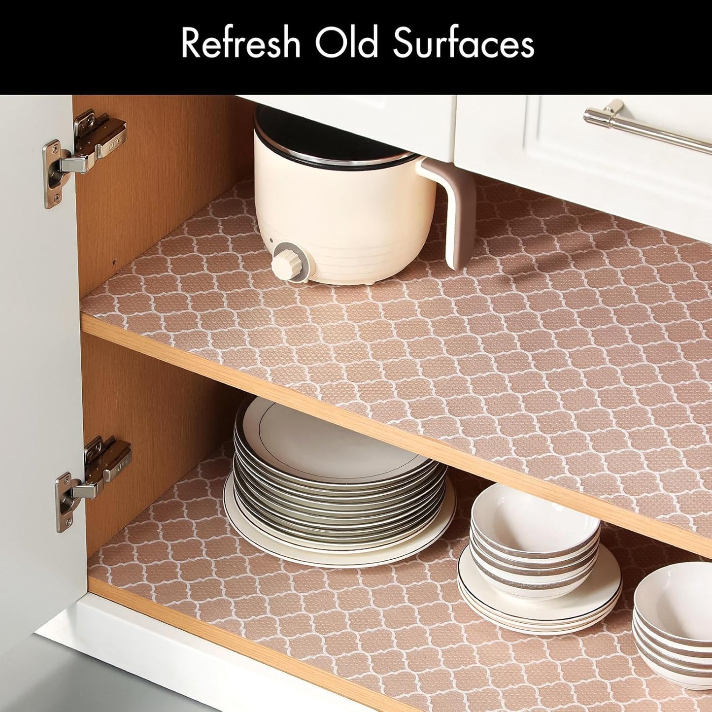 Shelf Liner for Kitchen Cabinets – Non-Adhesive Waterproof Drawer Liner – Durable EVA Material Easy-To-Cut Shelf Paper for Refrigerator, Cupboard, Dresser with Modern Pattern (17.7"W X 78.7"L)