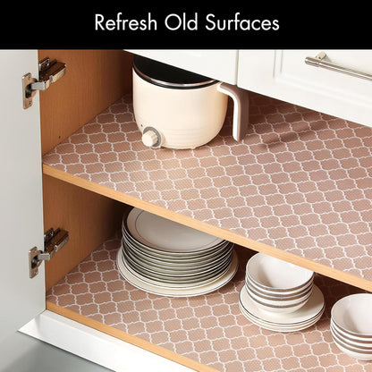 Shelf Liner for Kitchen Cabinets – Non-Adhesive Waterproof Drawer Liner – Durable EVA Material Easy-To-Cut Shelf Paper for Refrigerator, Cupboard, Dresser with Modern Pattern (17.7"W X 78.7"L)