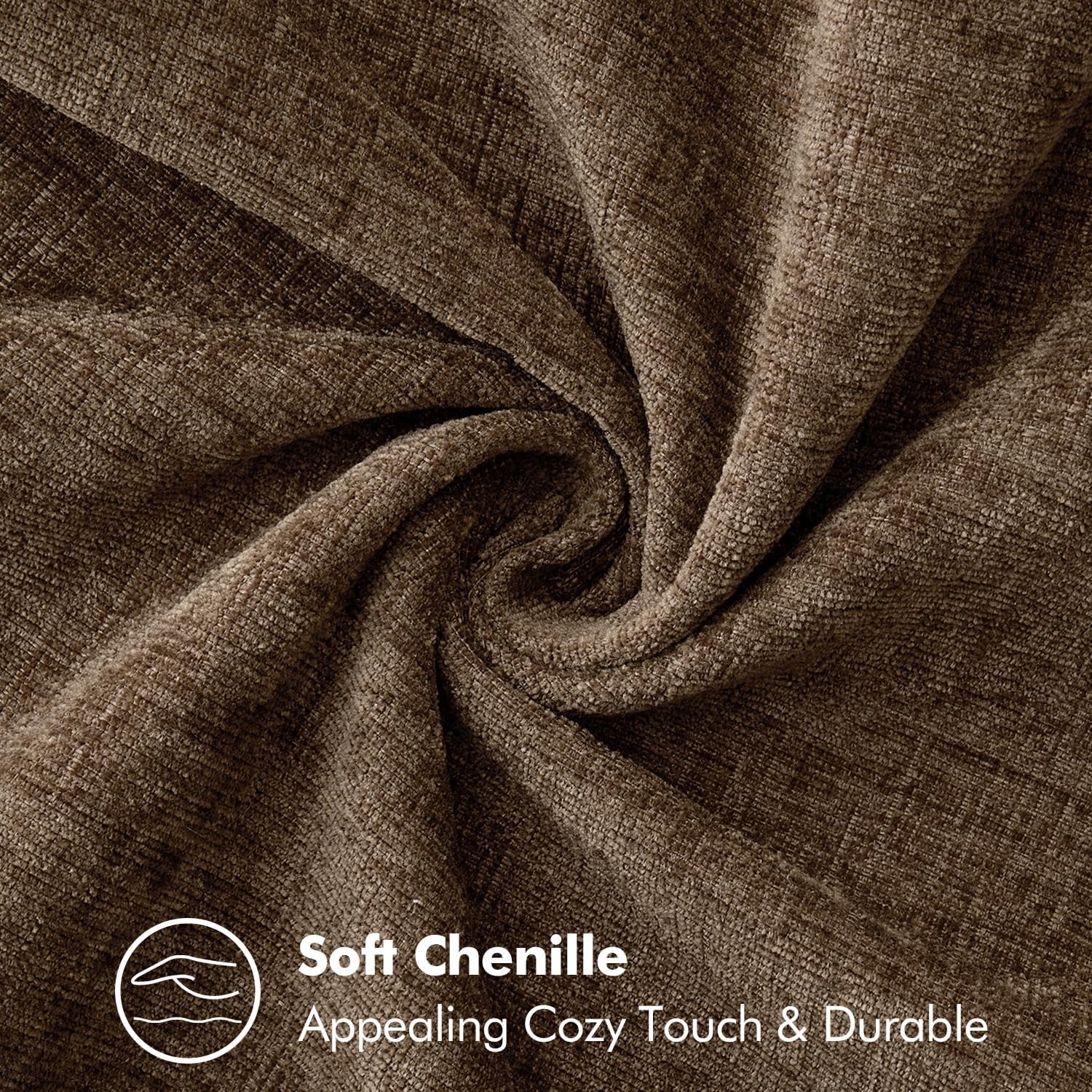 Pack of 2 Couch Throw Pillow Covers 18X18 Inch Brown Farmhouse Decorative Pillow Covers with Stitched Edge Soft Chenille Solid Dyed Spring Pillow Covers for Sofa Bed Living Room