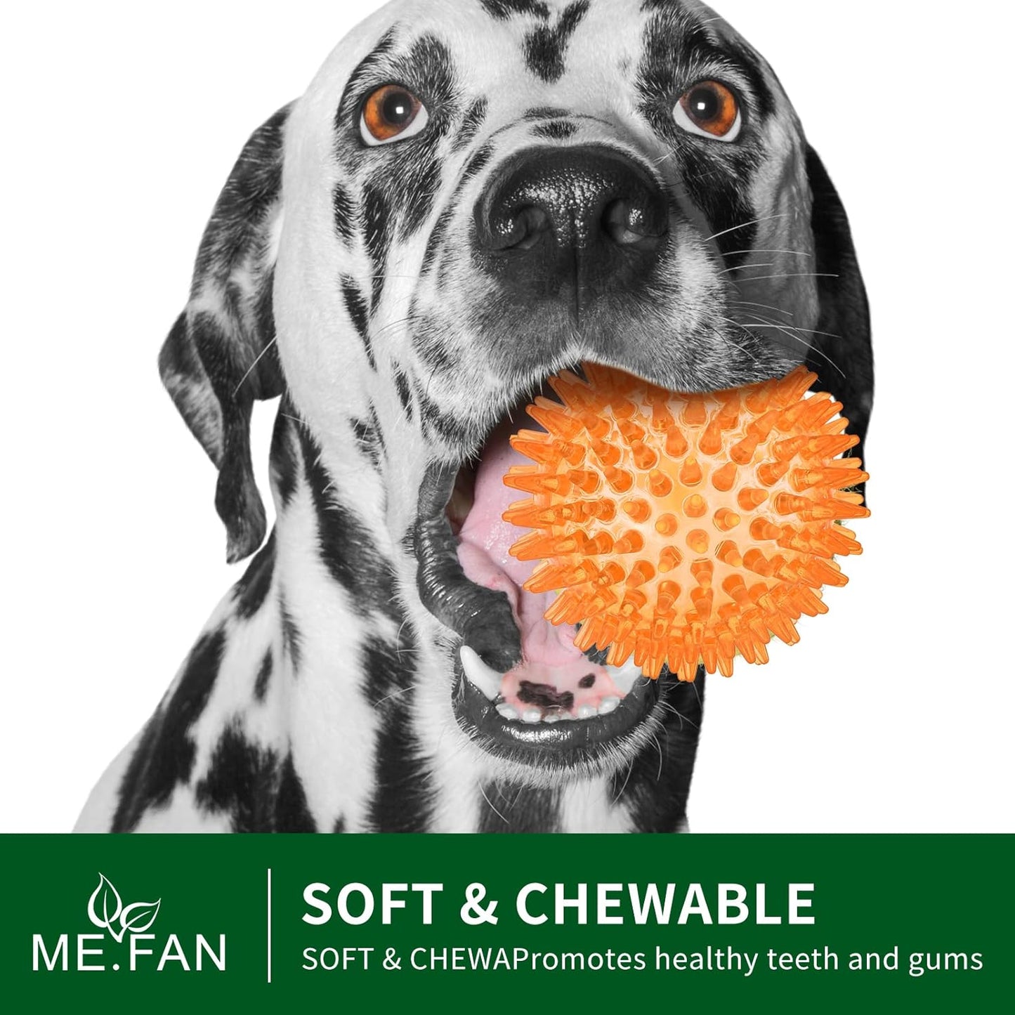 Squeaky Dog Toy Balls,3.5'' Spiky Dog Balls/Puppy Chew Toys for Cleaning Teeth and Gum Health/Squeaker Ball Toys for Aggressive Chewers 3 Pack [Blue Green Orange]