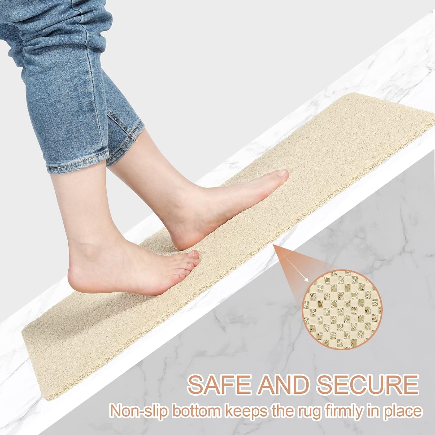 Bathtub Mat Non Slip, Bath Mat for Tub, Shower Mats for inside Shower, 17X24 Inch, PVC Loofah Bathroom Mats for Wet Areas, Quick Drying, Beige
