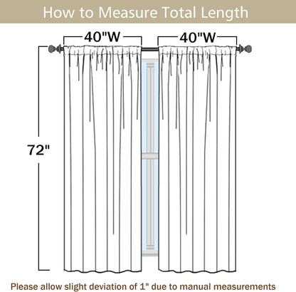 Chenille Black Curtains 72 Inch Length 2 Panels, Light Filtering Luxury Window Curtains, Back Tab Privacy Soft Velvet Window Curtain Drapes for Bedroom Living Room, 40" Wx72 L