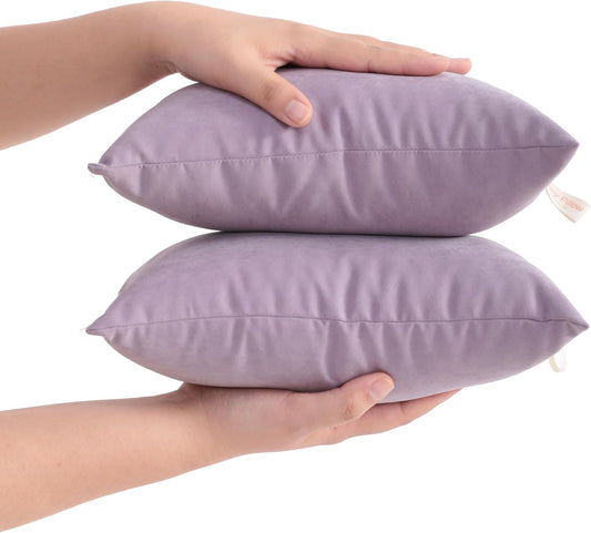 2 Pack Microfiber Tiny Pillows - 11X7 Inches, Soft Small Pillows for Sleeping, Traveling, and Napping in Lavender