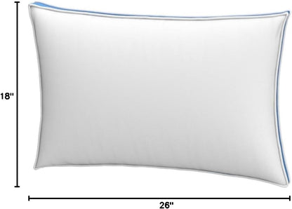 Bed Pillows for Sleeping Queen Size (Blue), Set of 2, Cooling Hotel Quality, Gusseted Pillow for Back, Stomach or Side Sleepers