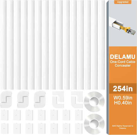 254In Cord Hider, One-Wire Cable Hider, Cable Covers for Cords on Wall, Easy-To-Install Cable Hiders for Mounted Tv, Cable Management Kit, L16.9In W0.59 H0.4In, White