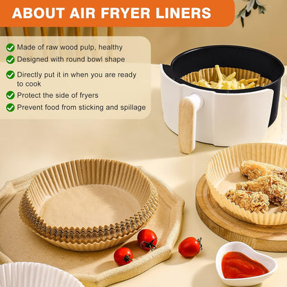 Small round Air Fryer Liners Disposable, 200 PCS 6.3" Air Fryer Paper Liners for Ninja AF101, Non-Stick and Oil Proof Baking Paper Liner for 2-4 Qt Airfryer Basket