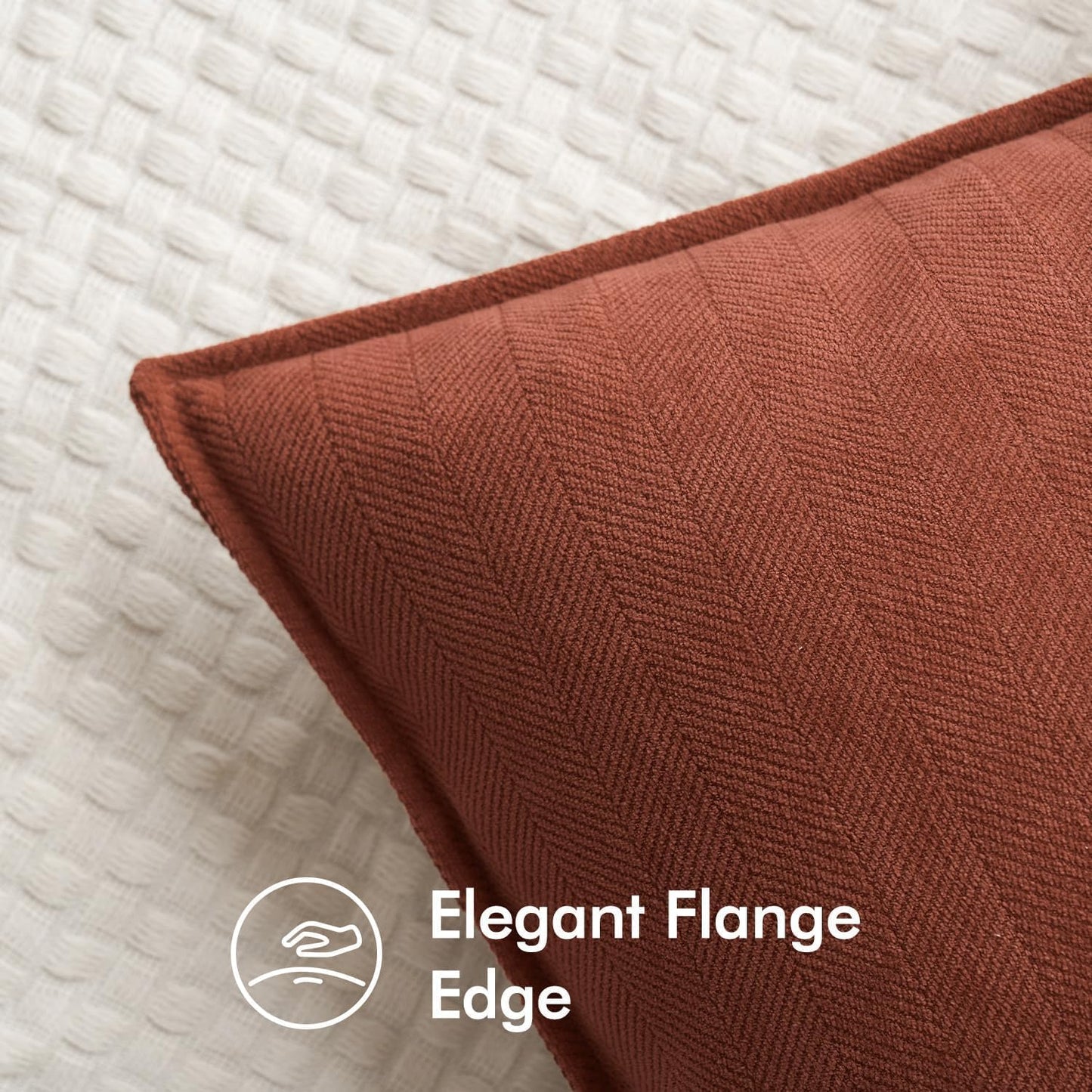 Pack of 2 Rust Decorative Pillow Covers 18X18 Inch Fall Soft Chenille Luxurious Couch Throw Pillows Farmhouse Cushion Covers with Elegant Design for Sofa Bedroom Living Room Home Decor