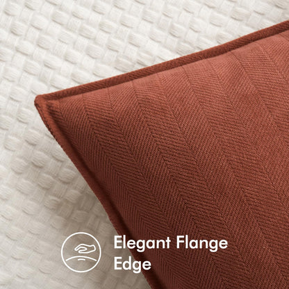 Pack of 2 Rust Decorative Pillow Covers 18X18 Inch Fall Soft Chenille Luxurious Couch Throw Pillows Farmhouse Cushion Covers with Elegant Design for Sofa Bedroom Living Room Home Decor