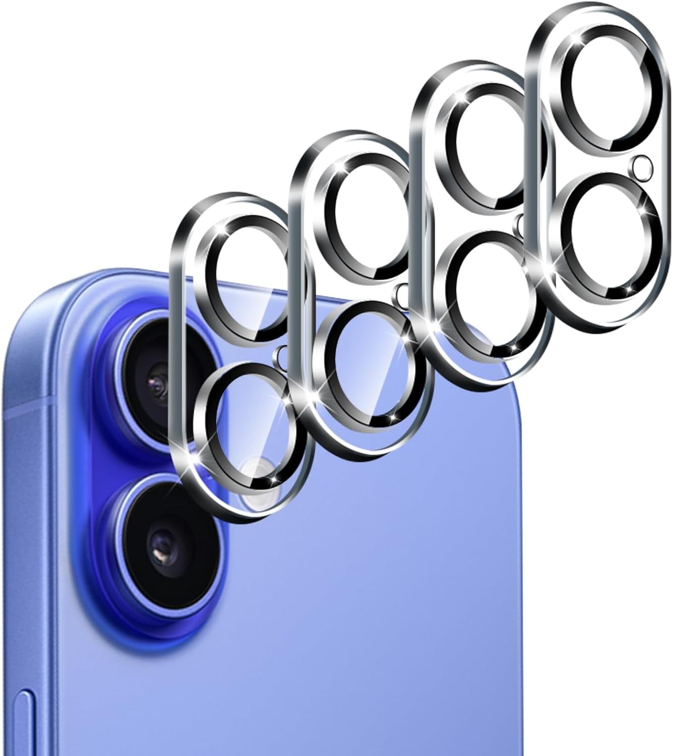 4-Pack Camera Lens Protector for Iphone 17 6.3"/ Iphone 16 6.1”/16 plus 6.7” Screen Protector Tempered Glass [Case Friendly][New Rersion],Scratch-Resistant,Clear+Black Circle