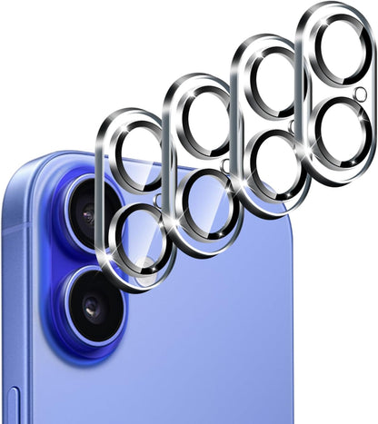 4-Pack Camera Lens Protector for Iphone 17 6.3"/ Iphone 16 6.1”/16 plus 6.7” Screen Protector Tempered Glass [Case Friendly][New Rersion],Scratch-Resistant,Clear+Black Circle