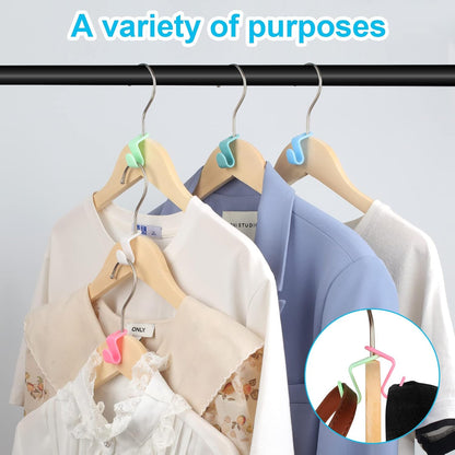 100 PCS Hanger Connector Hooks, Space Saving Hooks and Clips for Plastic Hangers (5 Color)