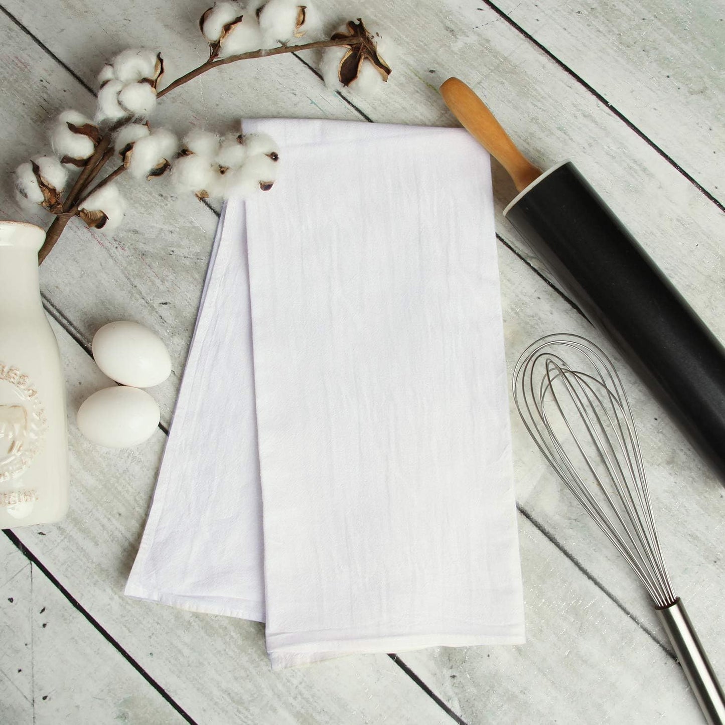 White Flour Sack Towels [12 Pack - 28 X 28 Inch] 100% Cotton Tea Towels for Cleaning & Drying - Highly Absorbent Kitchen Dish Cloth
