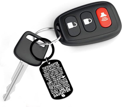 Daughter Gifts for Mothers Day - to MY DAUGHTER Keychain Thanksgiving Valentines Day Birthday Stocking Stuffers Christmas Xmas White Elephant Gift, Daughter'S Easter Basket Stocking Stuffers