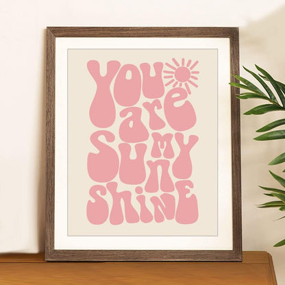 You Are My Sunshine, Girls Room Decor, Kids Room Decor, Nursery Print, Kids Bedroom, Boho Wall Art, Kids Boho Room, Pink, Unframed (11X14 INCH)