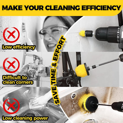 6Pack Drill Brush Power Scrubber Cleaning Brush Extended Long Attachment Set All Purpose Drill Scrub Brushes Kit for Grout, Floor, Tub, Shower, Tile, Bathroom and Kitchen Surface，Yellow