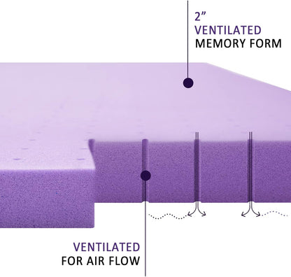 Mattress Topper Twin XL, 2 Inch Gel Memory Foam Mattress Topper College Dorm Ventilated Soft Mattress Pad, Bed Topper, Certipur-Us Certified