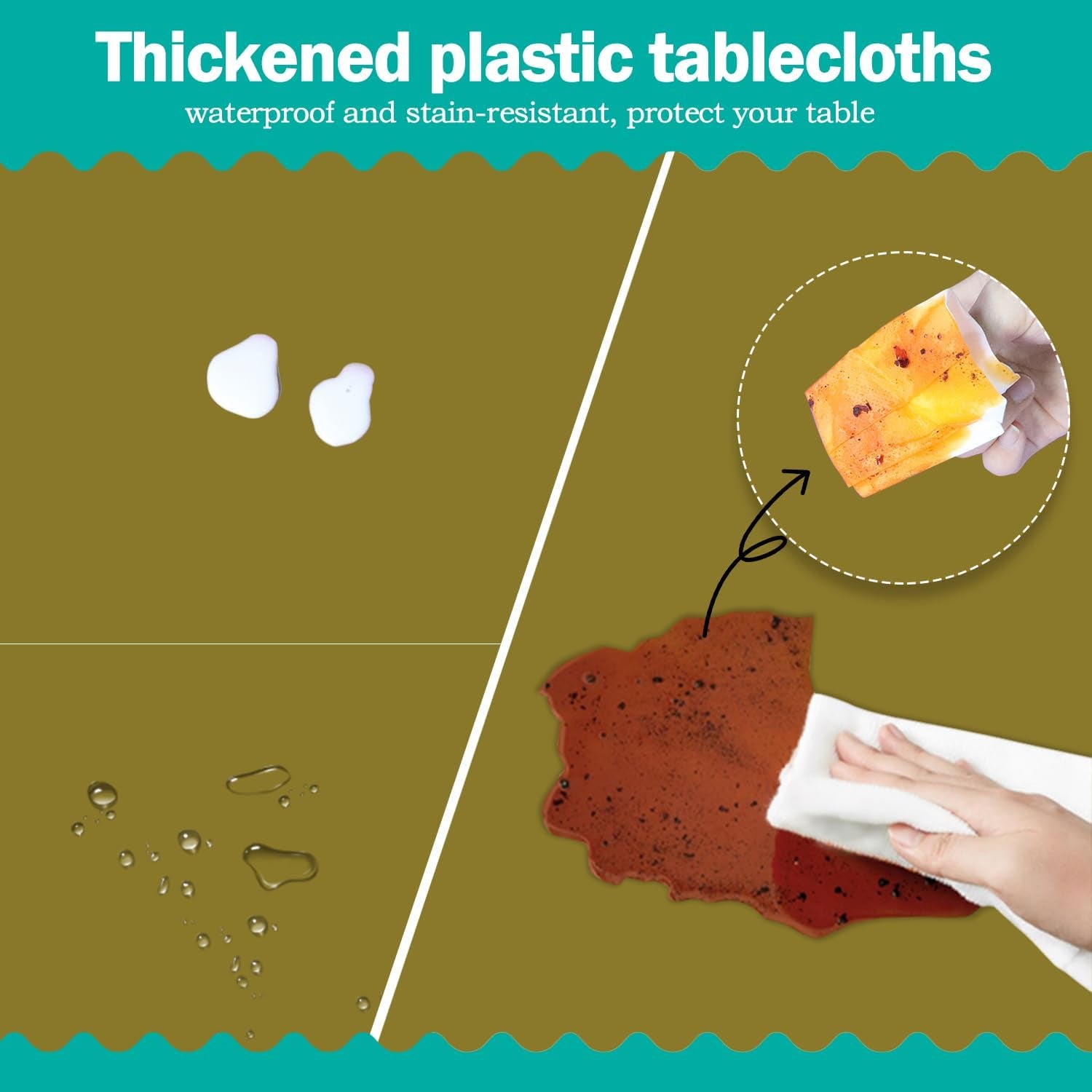 Gold 6 Pack Plastic Table Cloth 54" X 108", Disposable Tablecloths Rectangle Table Cover, Plastic Tablecloths for Parties