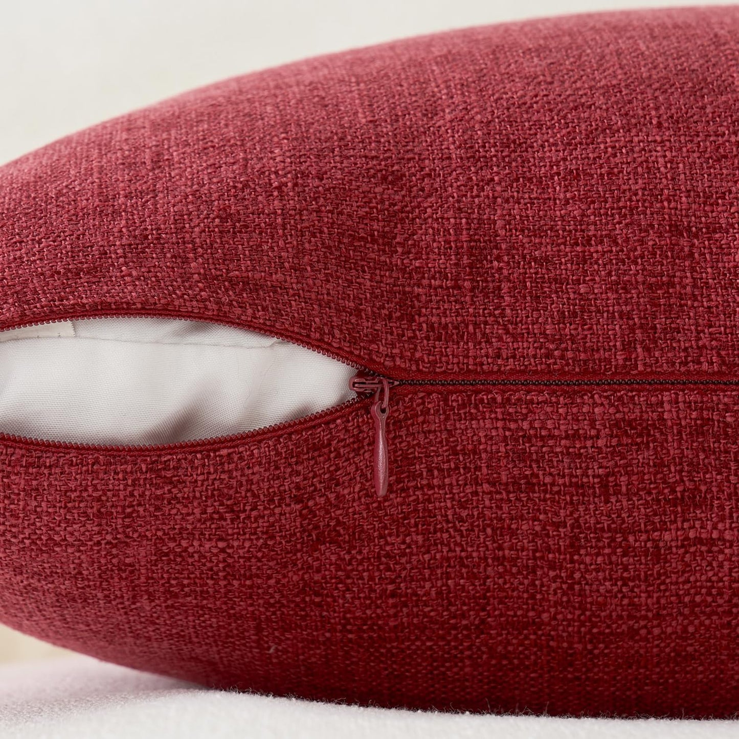 Pack of 2 Decorative Farmhouse Linen Pillow Covers Rustic Boho Accent Outdoor Couch Throw Pillow Covers for Cushion Bed Sofa Living Room Home Decor 20X20 Inch Burgundy