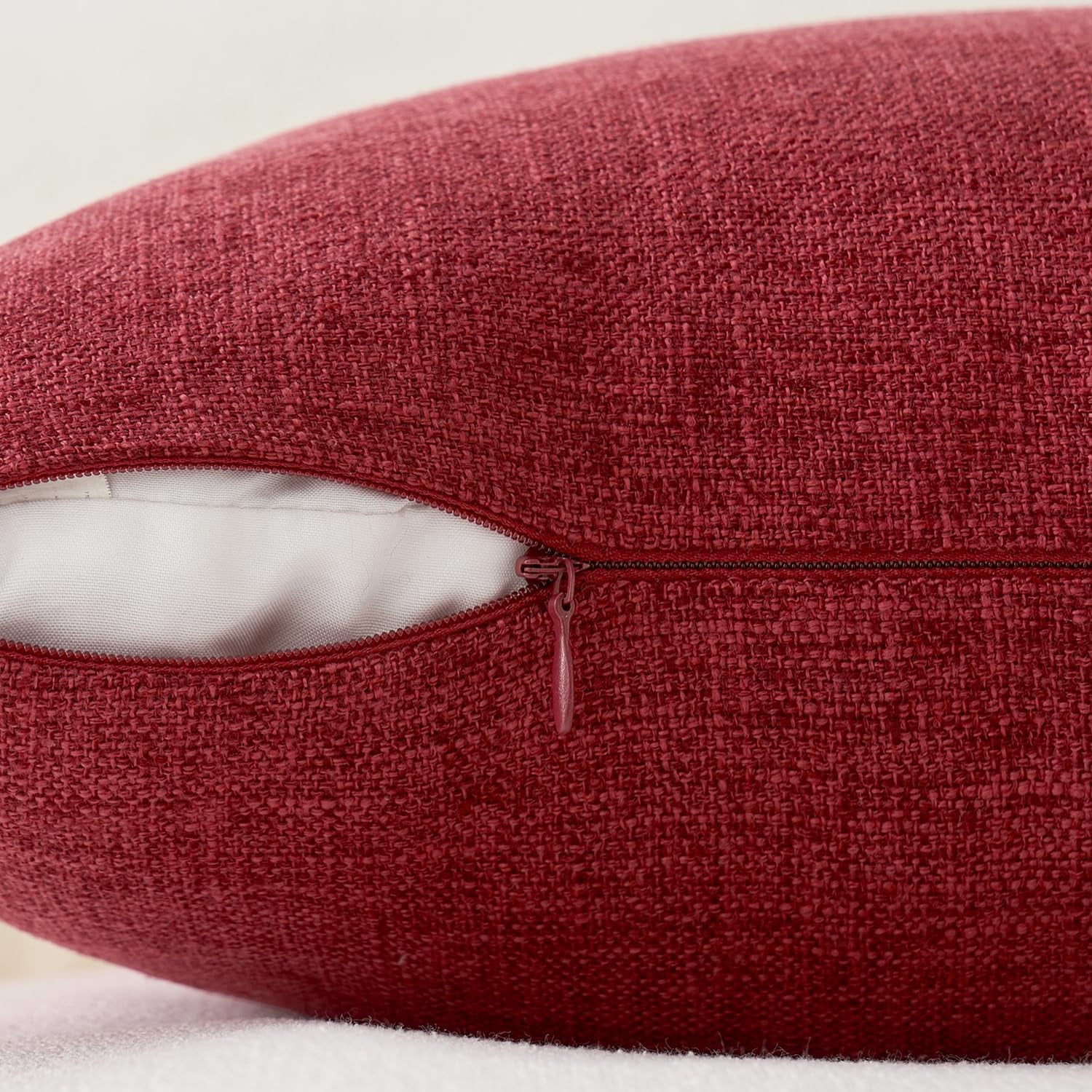 Pack of 2 Decorative Farmhouse Linen Pillow Covers Rustic Boho Accent Outdoor Couch Throw Pillow Covers for Cushion Bed Sofa Living Room Home Decor 20X20 Inch Burgundy