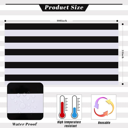 3 Packs Black and White Vertical Striped Tablecloth 54 X 108 Inch Geometric Black Stripe Table Cloths Disposable Plastic Stripe Table Covers Waterproof Picnic Tablecover for Camping Party