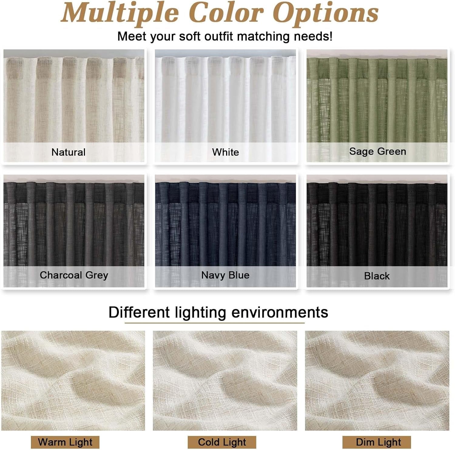 Natural Linen Curtains for Bedroom Living Room 63 Inch Length 2 Panels Set, Thick Textured Burlap Linen Blend Light Filtering Boho Farmhouse Dining Room Curtains, Natural, Each 42" W X 63" L