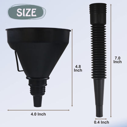 Professional Automotive Plastic Oil Funnel Set - 5 Large Flexible Fuel Funnels with Hose for Efficient Liquid Transfer in Automotive, Marine, and Canning Applications