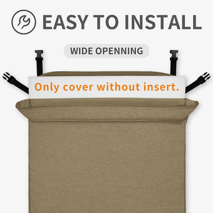 Patio Cushion Covers 20X18X4 Inch 2 Pack, Linen Look Outdoor Water Resistant Chair Seat Cushion Slipcover with Zipper for Outdoor Furniture, Covers Only! Khaki
