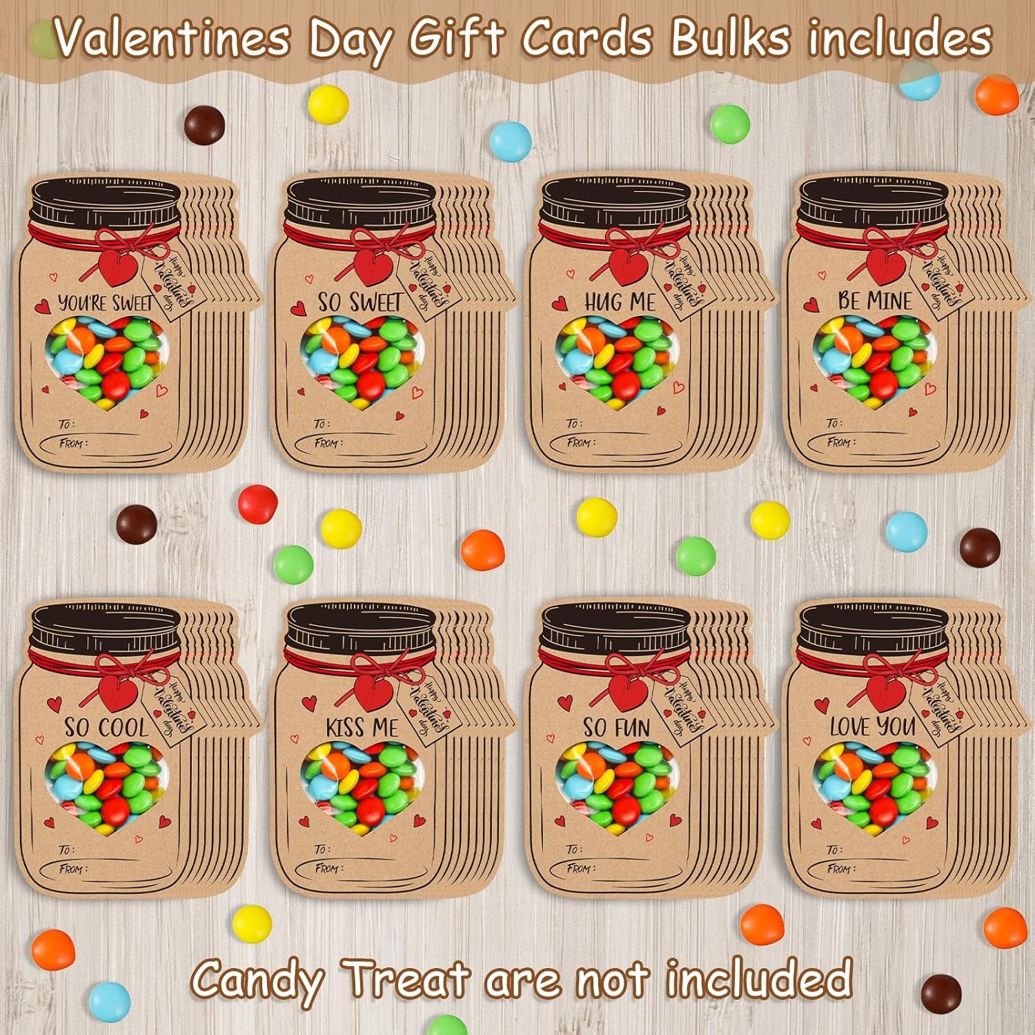 40 Pack Valentines Day Cards for Kids, Jars Happy Valentines Cards for Kids, Unique Valentines Gifts for Boys and Girls, Funny Valentines Exchange Cards Gifts School Classroom Prize Party Favors