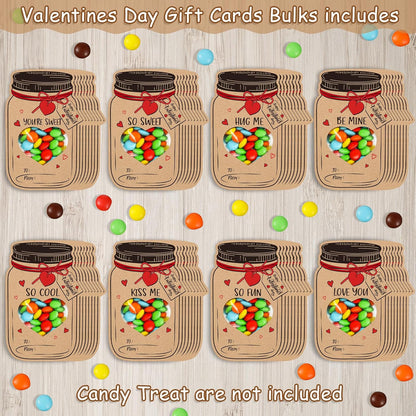 40 Pack Valentines Day Cards for Kids, Jars Happy Valentines Cards for Kids, Unique Valentines Gifts for Boys and Girls, Funny Valentines Exchange Cards Gifts School Classroom Prize Party Favors