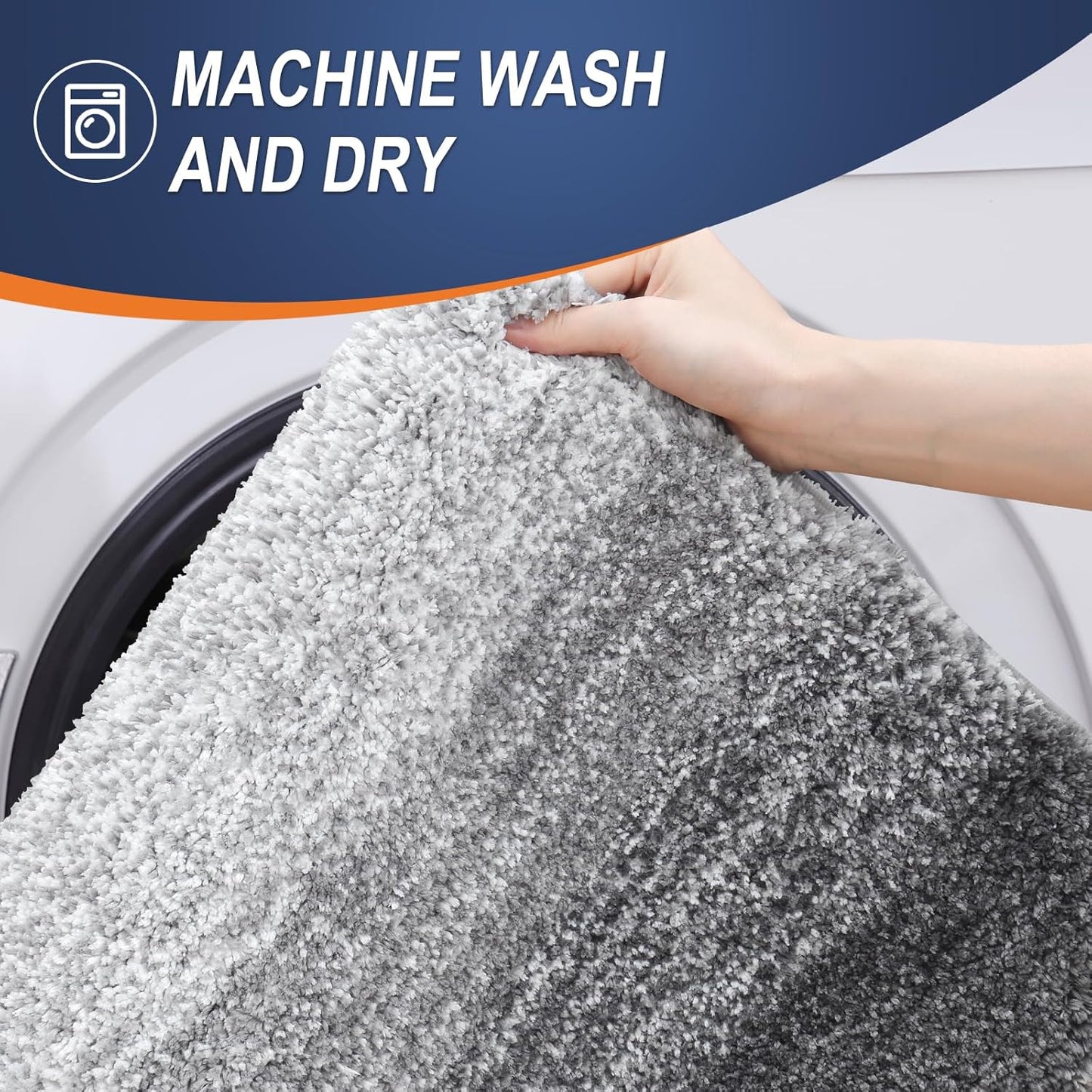 Bathroom Rug Set 2 Piece, Soft Absorbent Microfiber Bath Rug Set, Non-Slip, Machine Wash Dry, Plush Shaggy Bath Mats for Bathroom (30"X20"+24"X16", Grey)