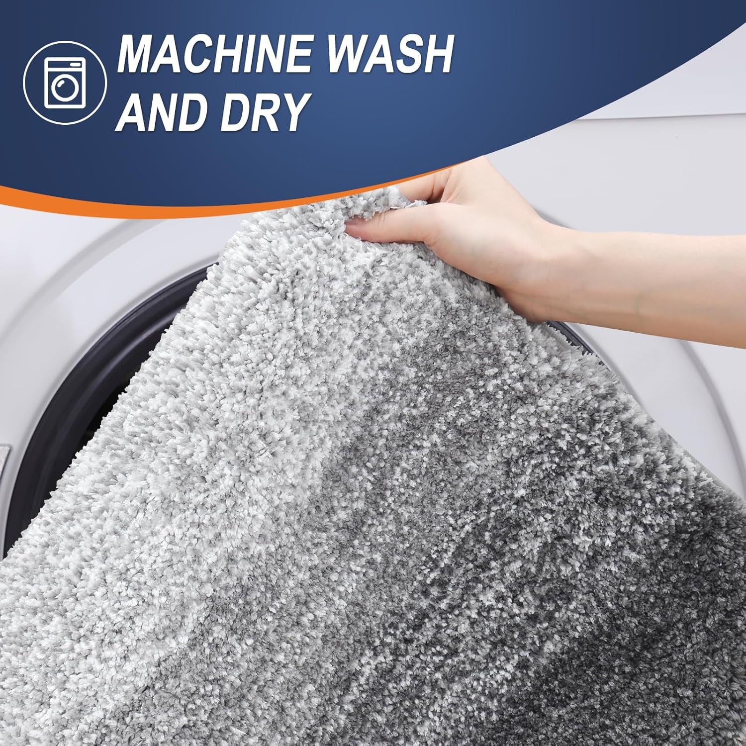 Bathroom Rug Set 2 Piece, Soft Absorbent Microfiber Bath Rug Set, Non-Slip, Machine Wash Dry, Plush Shaggy Bath Mats for Bathroom (30"X20"+24"X16", Grey)