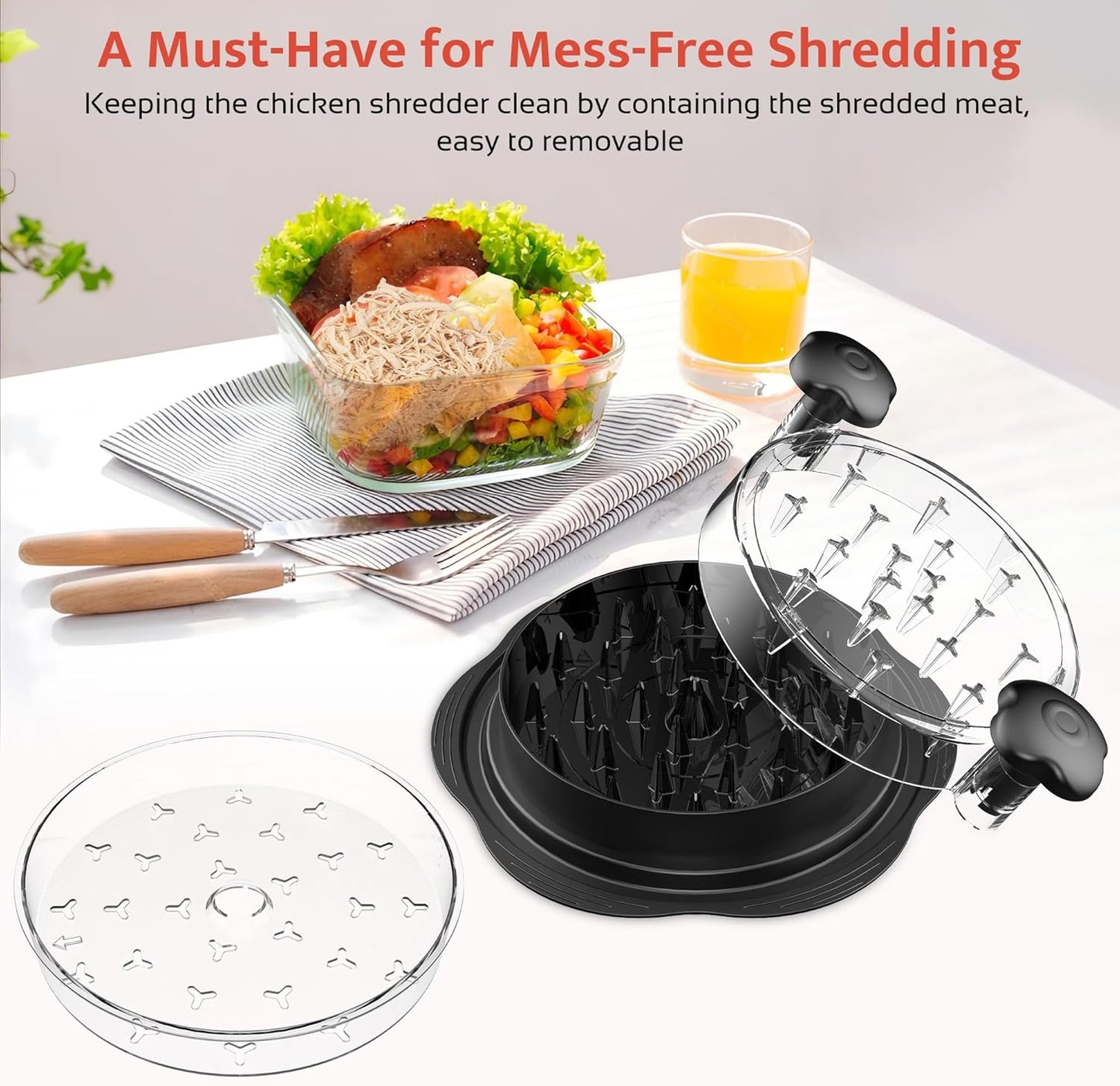 Chicken Shredder Plate, 7.09Inch Removable Plate for Meat Shredder, Clear Removable Tray Only Suitable for  Chicken Shredder Tool Twist, Easy to Install