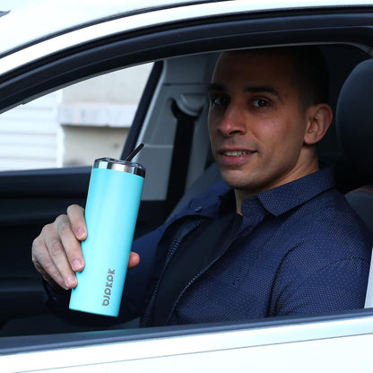 20 Oz Skinny Tumbler with Lid Slim Insulated Travel Coffee Cup Stainless Steel Thermal Mug,Pink