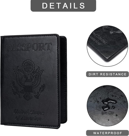 Set of 2 Ultra-Slim PU Leather Passport Holders for Men and Women