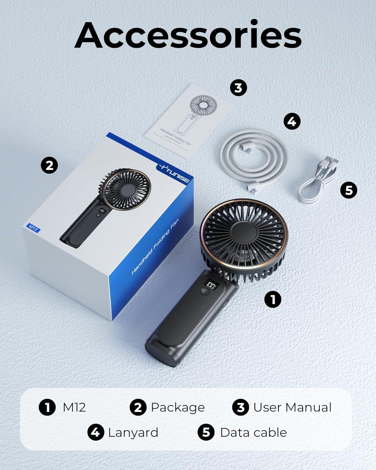 Portable Handheld Fan, 4000Mah, 180 Adjustable, 6 Speed Wind, Display Electricity in Real Time, USB Rechargeable Foldable Personal Fan