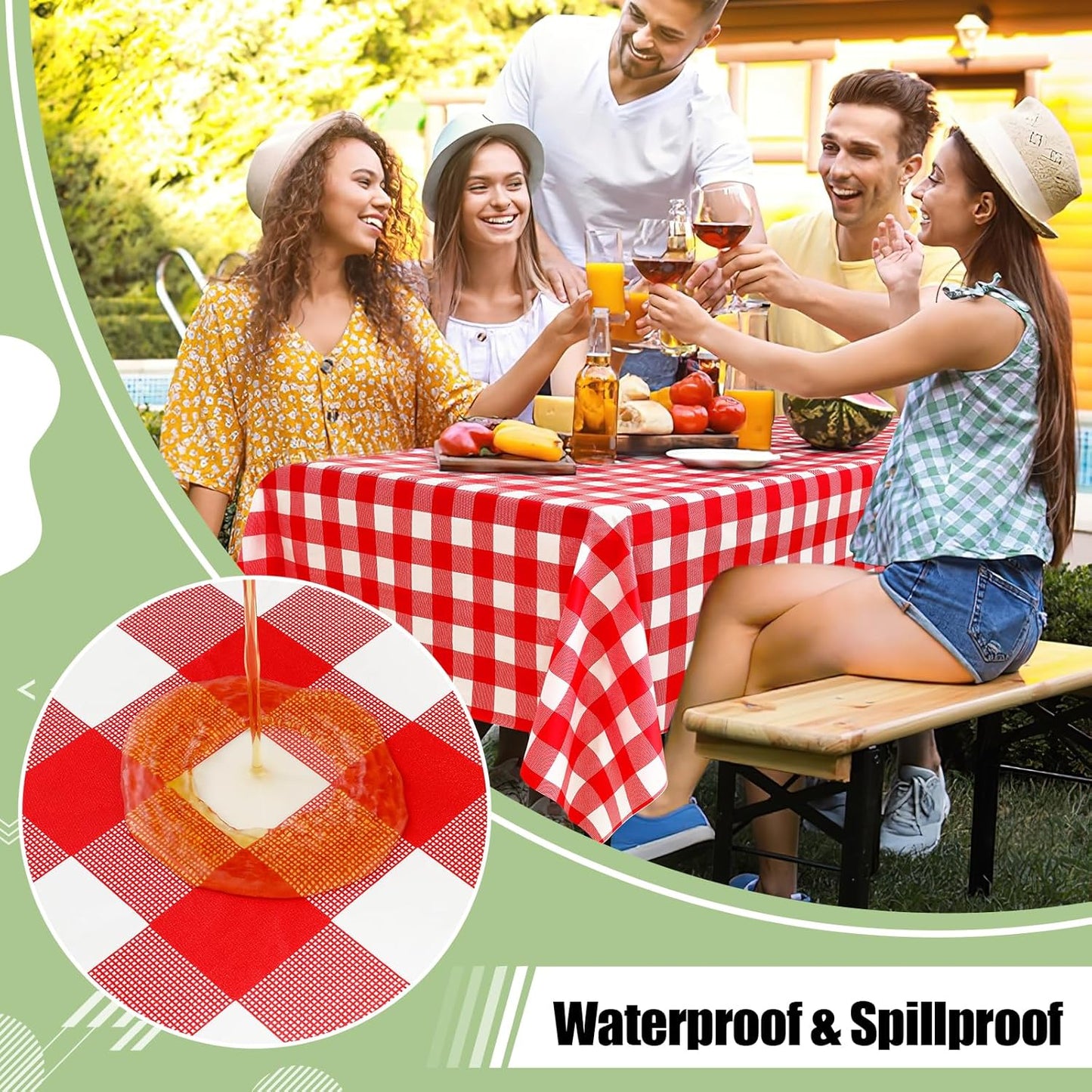 4 Packs Buffalo Disposable Table Cloth, 54 X 108 Inch Waterproof Plastic Tablecloth, Rectangle Red and White Checkered Table Covers for Picnic, Birthday, Party