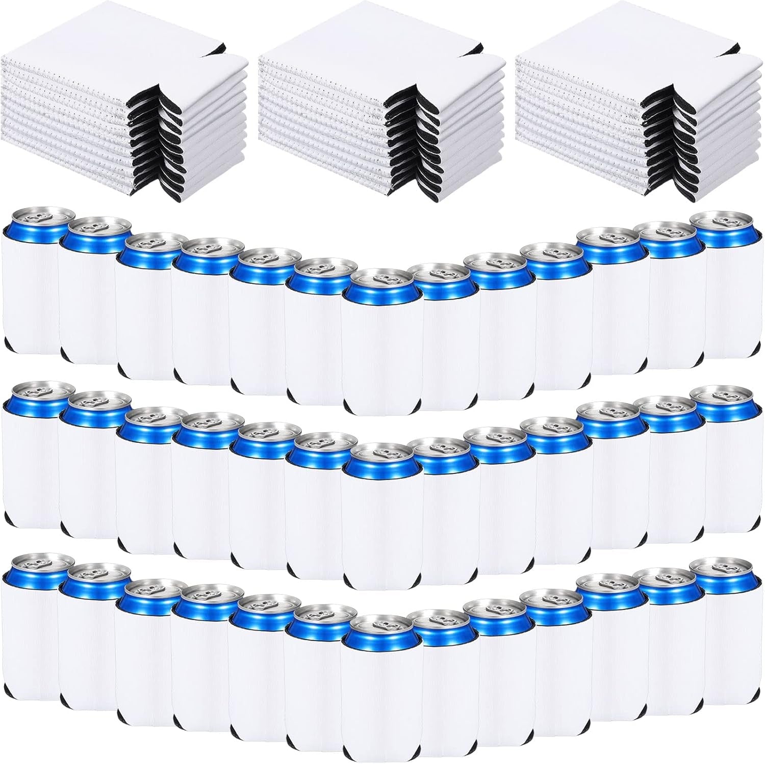 200-Count Insulated Neoprene Can Cooler Sleeves for Sublimation - Versatile Beverage Covers for Events and Celebrations