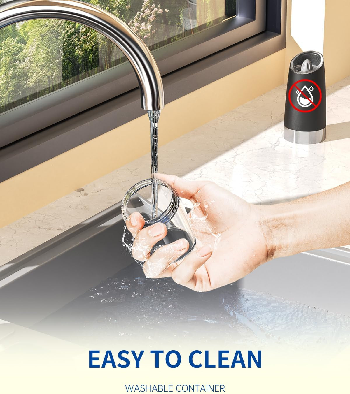 Gravity Electric Pepper Grinder Salt Grinder Pepper Griner Mill Electric with LED Light, Battery Operated, Adjustable Coarseness, Washable 135Ml Container, 1 Pcs