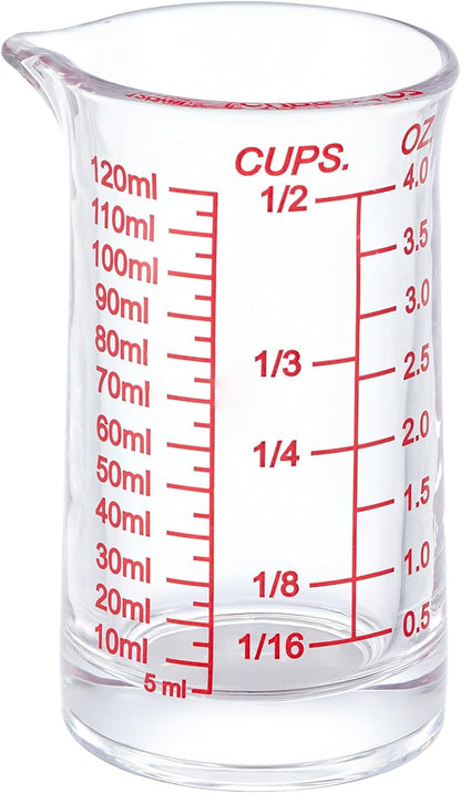 Ackers 4Oz Glass Measuring Cup – Shot Glass with Ounce,Ml,Cups Markings for Kitchen & Bar(Red Line)