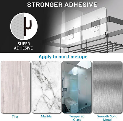 7 Pack Adhesive Shower Organizer Caddy Shelves Rack - Corner Bathroom Storage Organization, Home&Kitchen Decor inside RV Accessories, Hanging House Apartment Camper Essentials