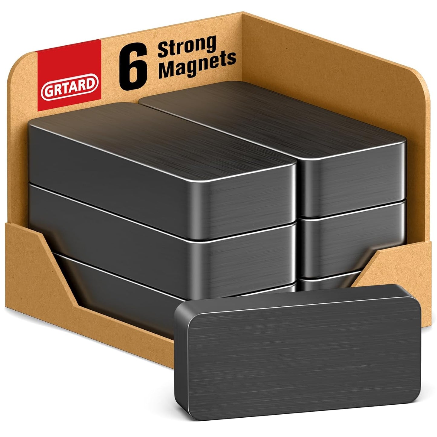 6 Pack Heavy Duty Ceramic Magnets Strong, 1 7/8" X 7/8" X 3/8" Rectangular Ferrite Magnets, Grade 8, Black Ceramic Blocks Magnet for Crafts, DIY, Science, Fridge, Whiteboard, Hanging Tools