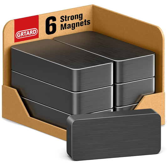6 Pack Heavy Duty Ceramic Magnets Strong, 1 7/8" X 7/8" X 3/8" Rectangular Ferrite Magnets, Grade 8, Black Ceramic Blocks Magnet for Crafts, DIY, Science, Fridge, Whiteboard, Hanging Tools