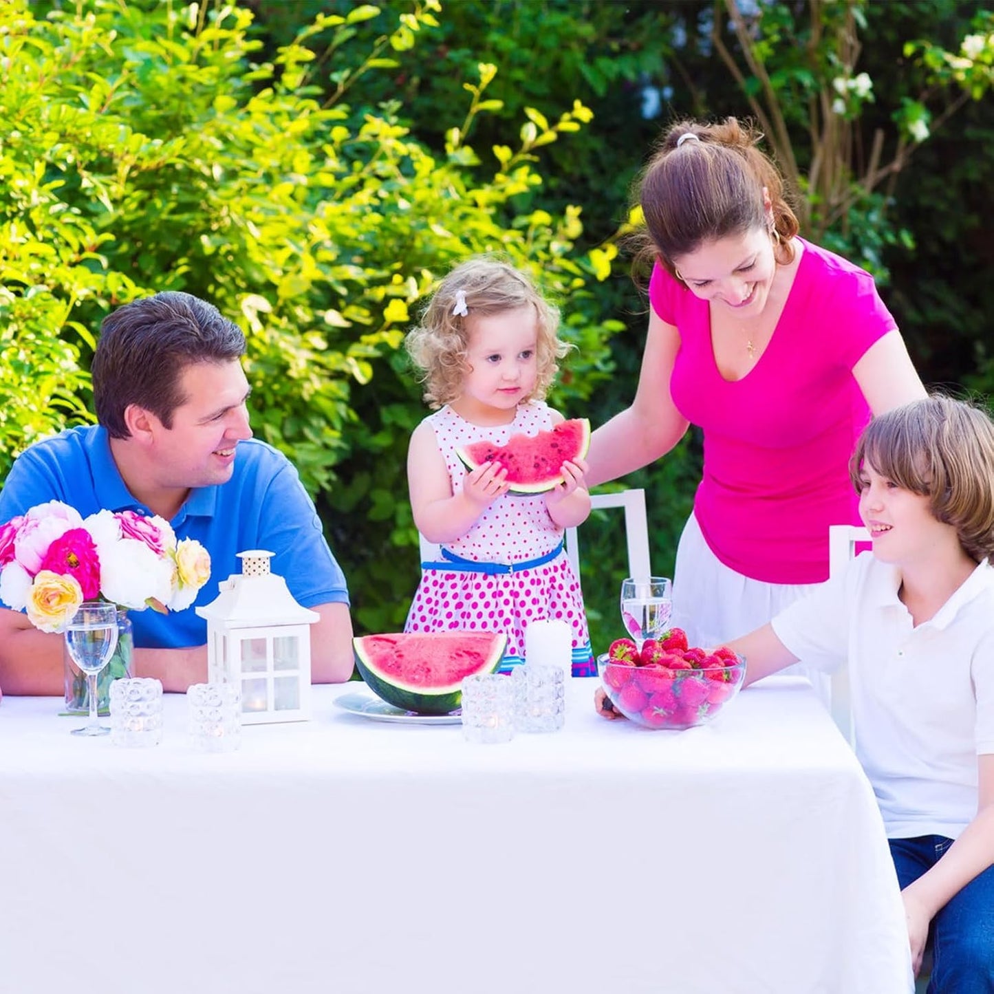 2PCS White Plastic Tablecloths 54 X 108 Inch, Disposable Table Cloths Rectangle Party Table Covers